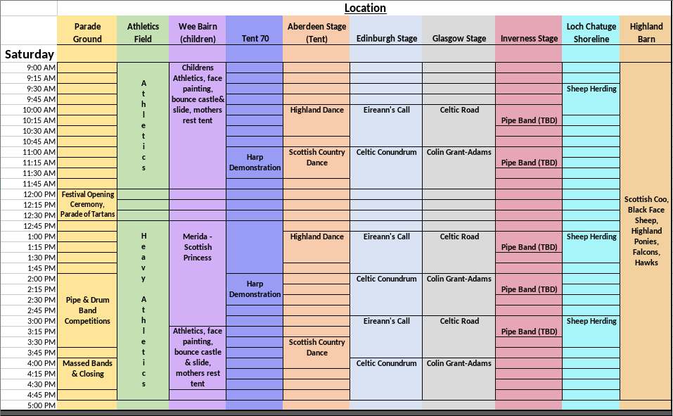 Saturday Schedule
