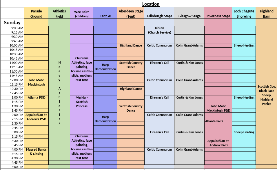 Sunday Schedule
